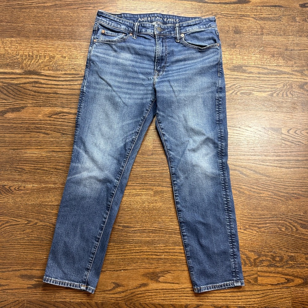 American Eagle Airflex+ Mens Jeans 33x30 Medium Wash Straight Leg Stretch Blue